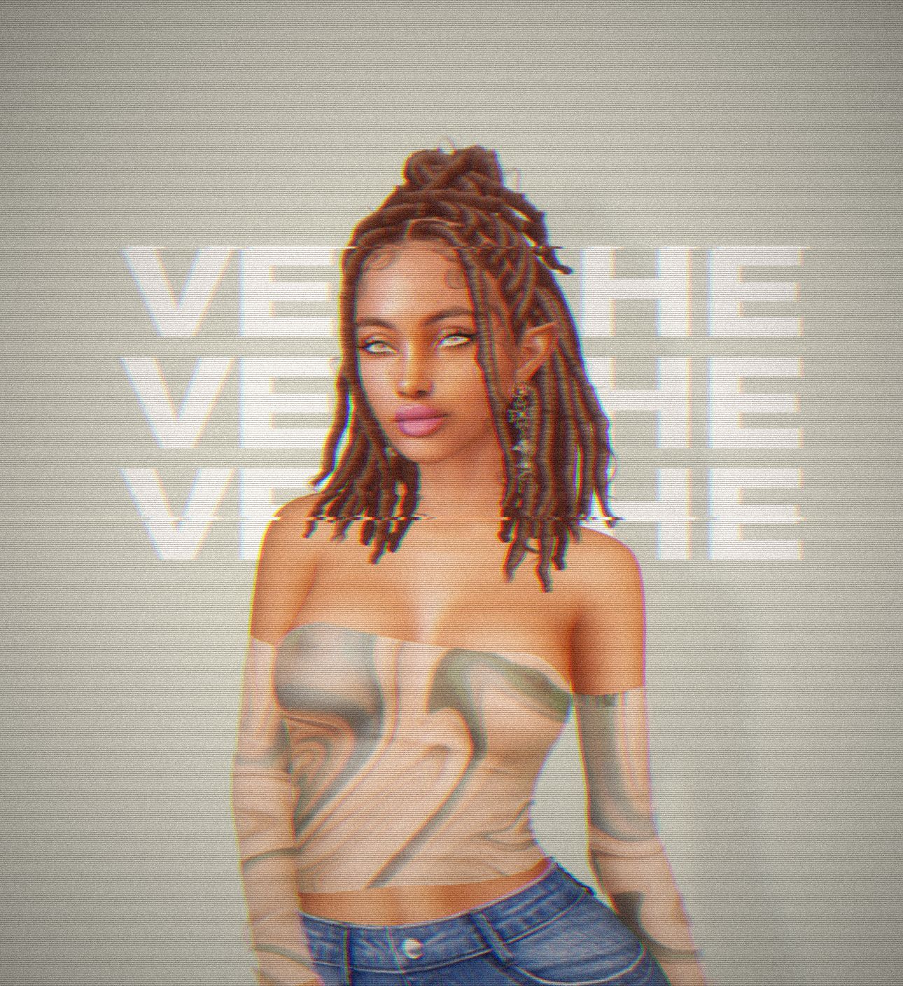 Vershe campaign: an avatar in a marble-print mesh top